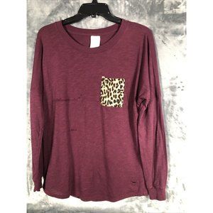 Pink Victoria Secret Shirt Women’s Long Sleeve Burgundy